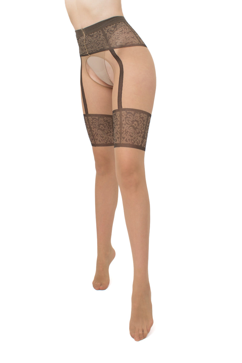 Giulia колготки с разрезом между ног "Intimo Noir N.1 20 Den Daino - Black"