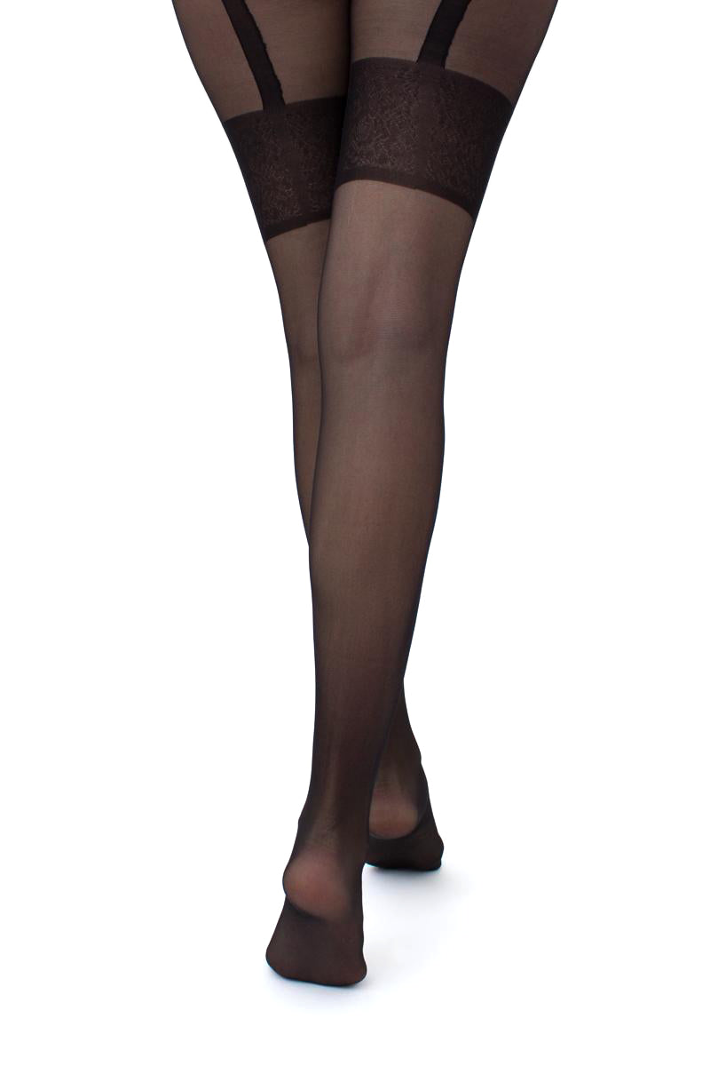 Giulia Open Crotch Tights Intimo Noir N.1 20 Den Nero