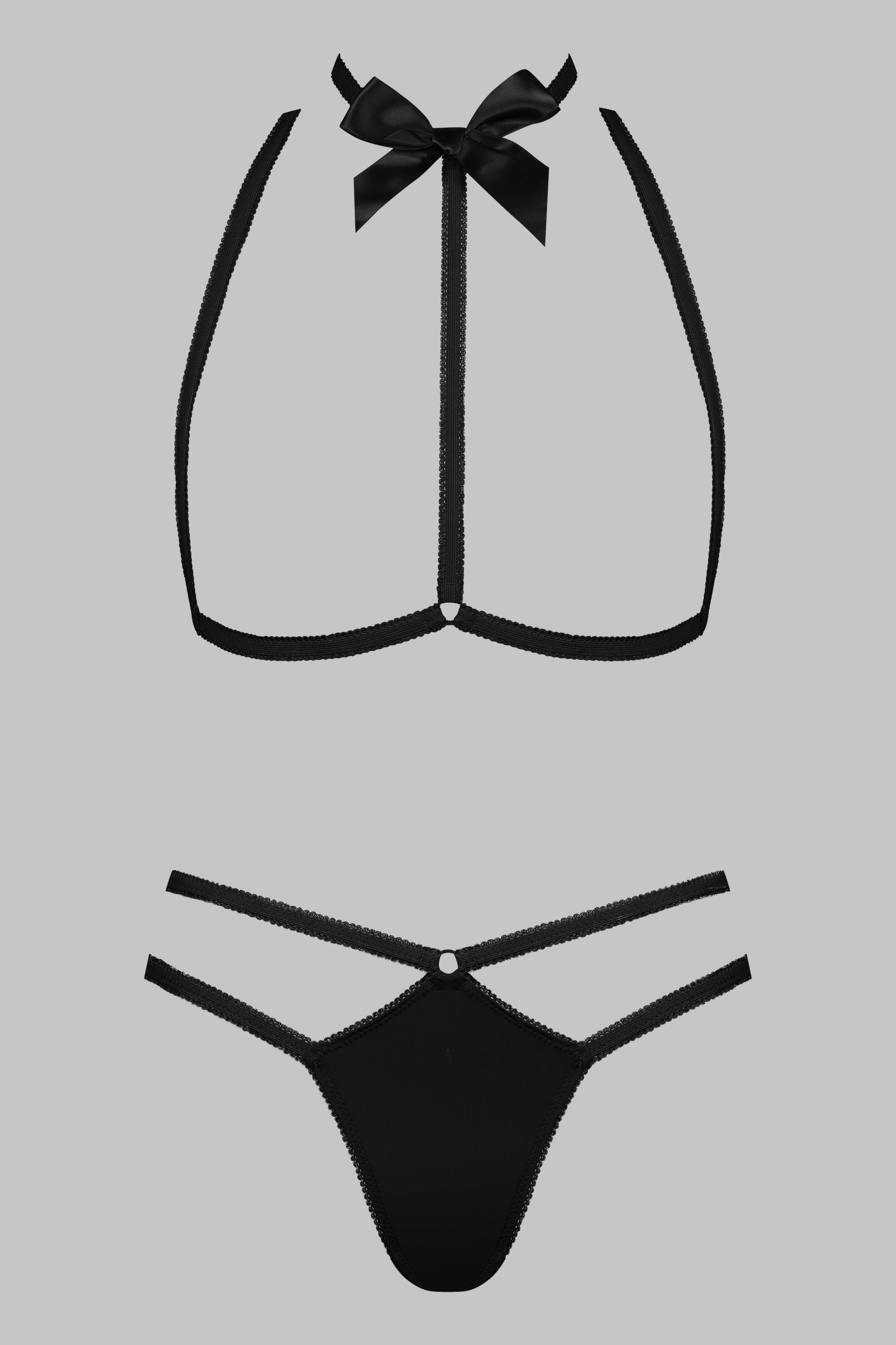 Maison Close Thong and Body Harness Set Le Petit Secret Black