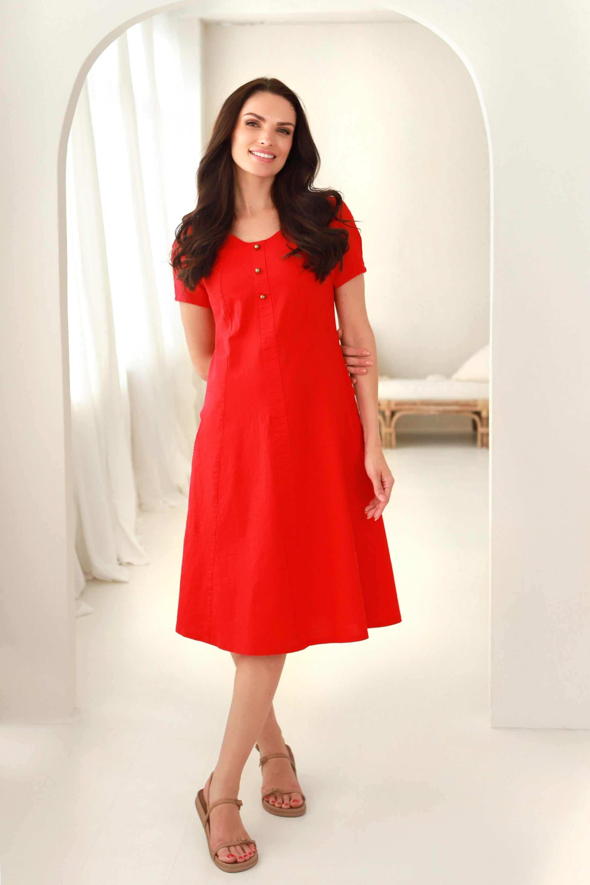 elegantiška lininė suknelė