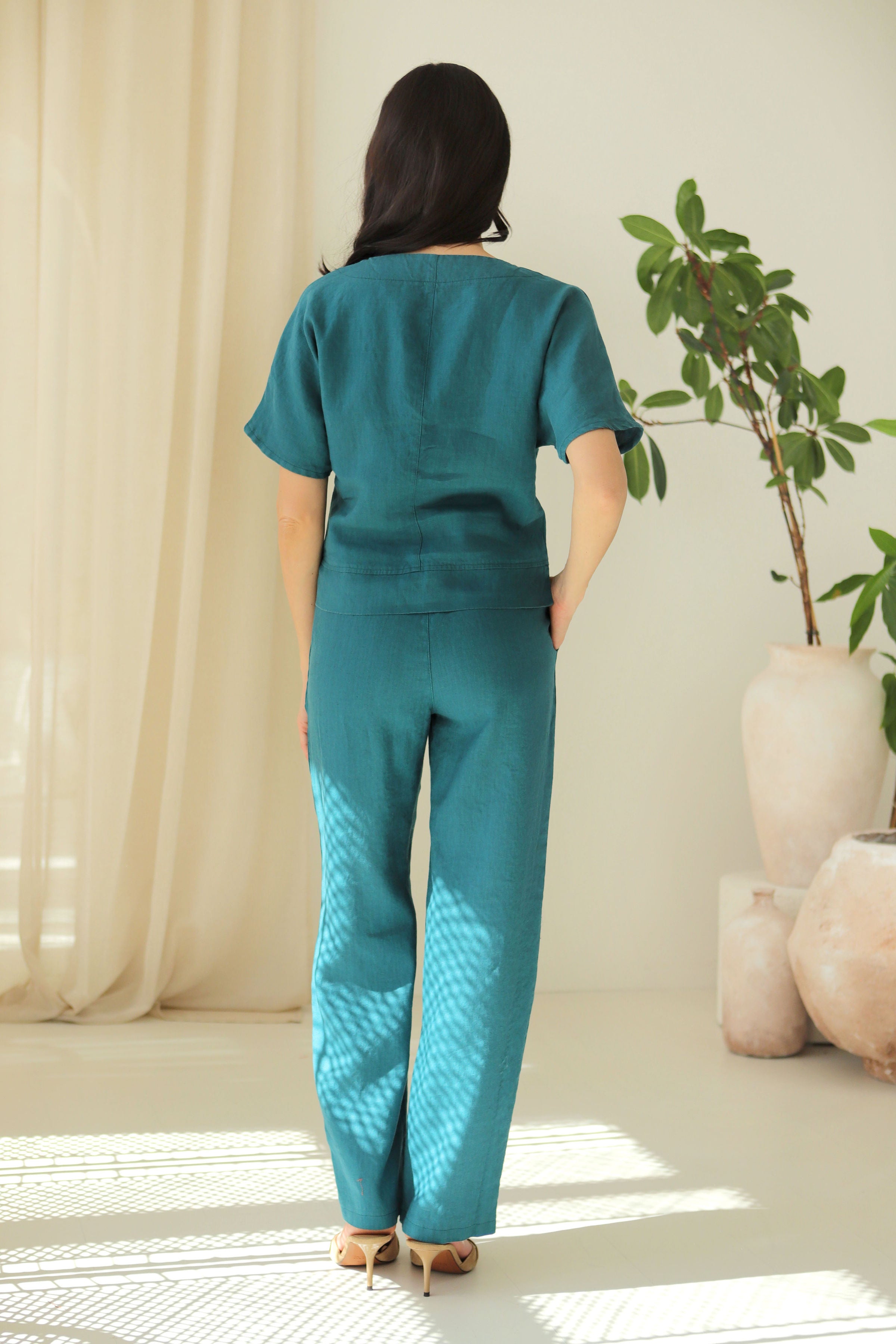 lininė palaidinė kimono rankovėmis