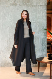 Lega Long Cardigan with Fluff on the Inside Aurelia Black