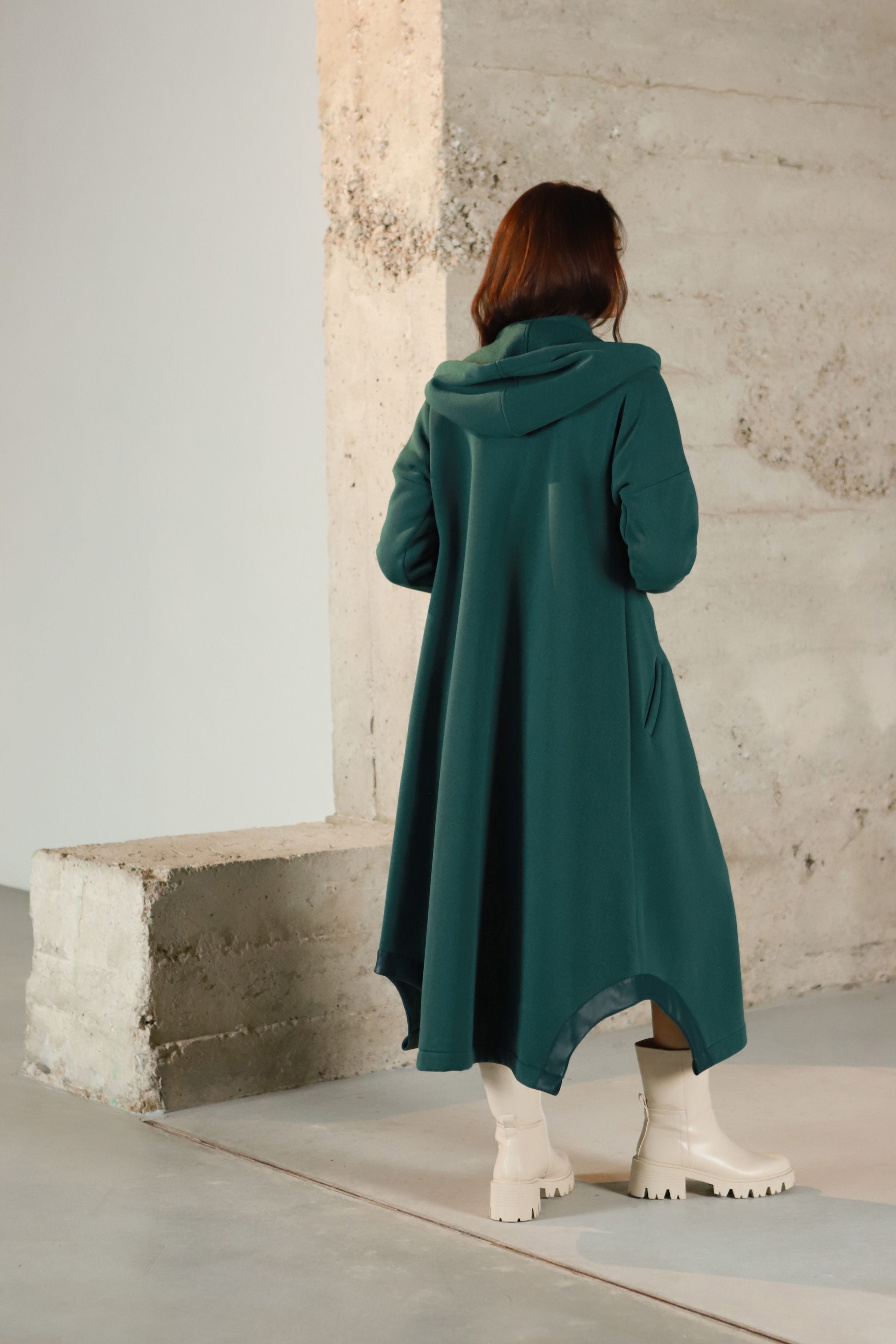 Lega длинный кардиган с ворсом внутри "Aurelia Deep Green"