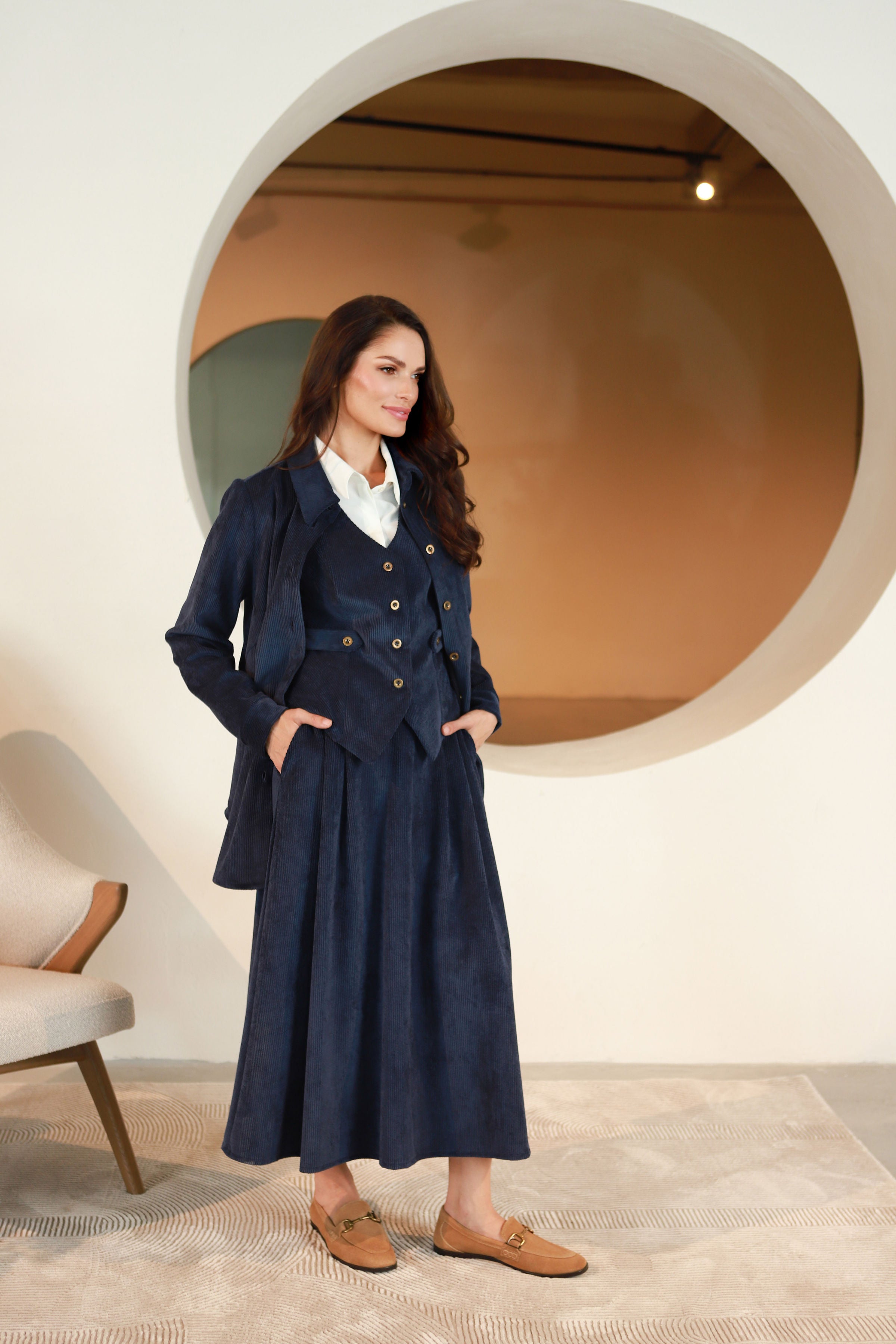 Lega Velvet Vest Siena Navy Velvet