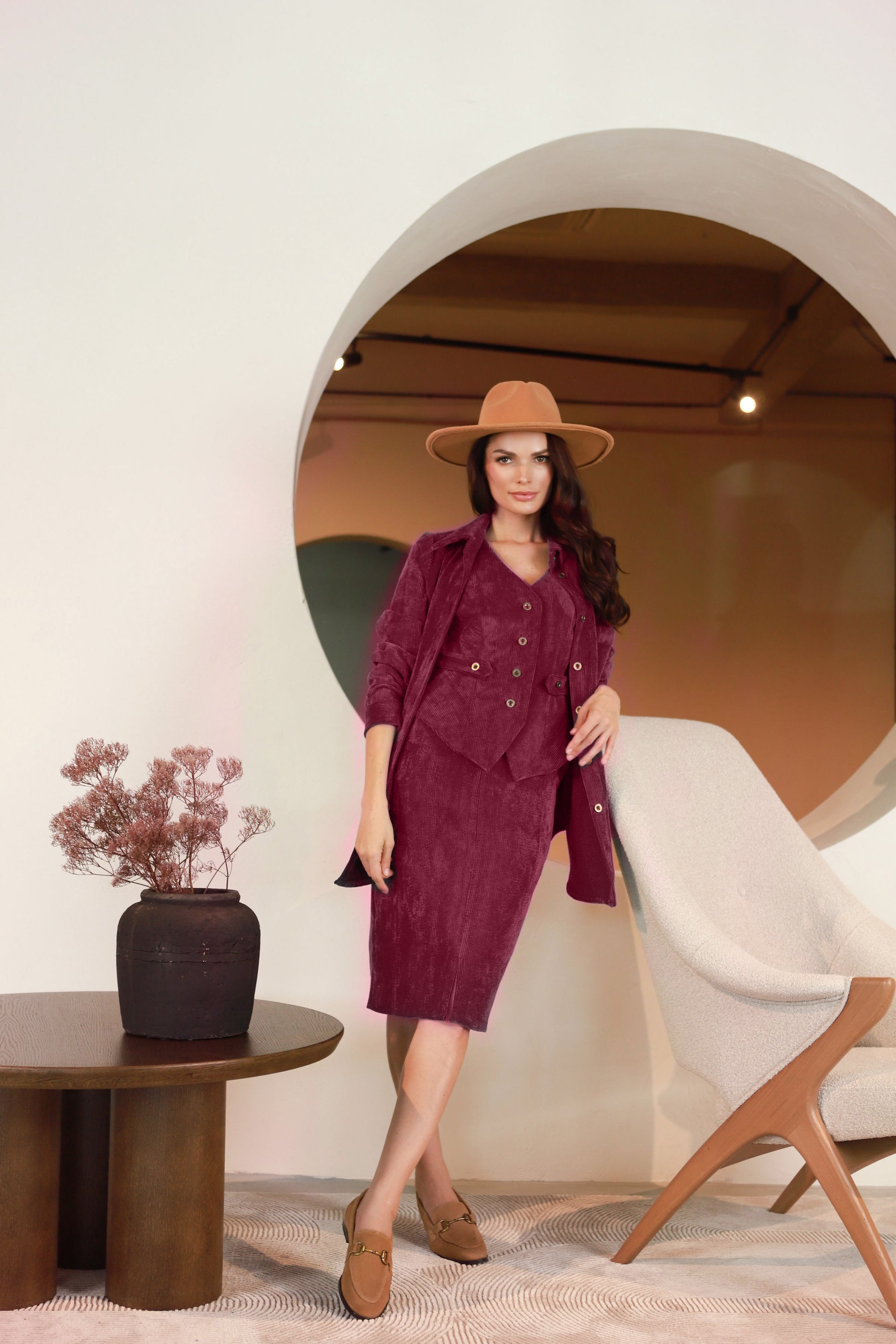 Bordo spalvos velvetinis švarkelis Lega Gerda