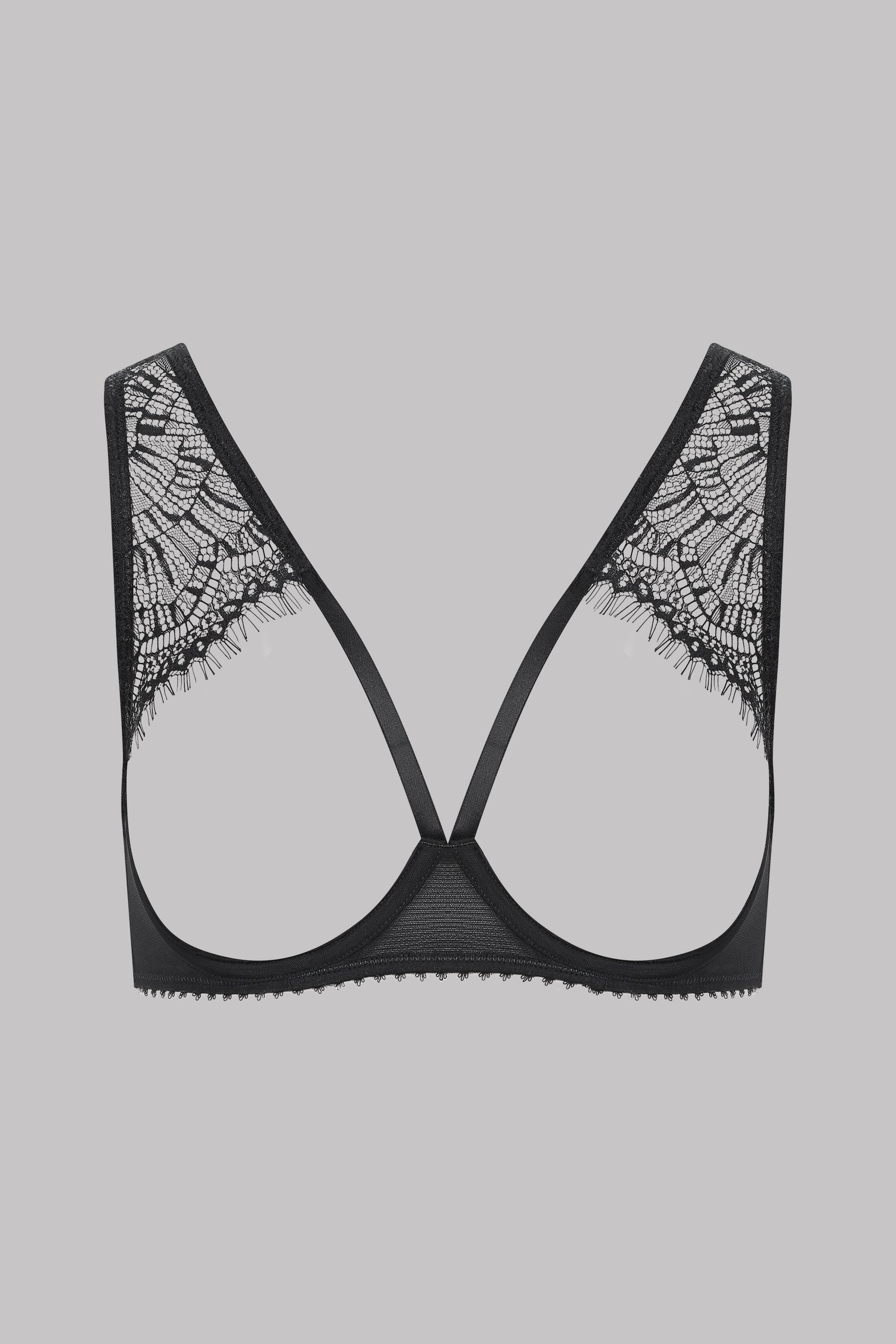 Maison Close Open Bra With Lace Accroche Coeur Black