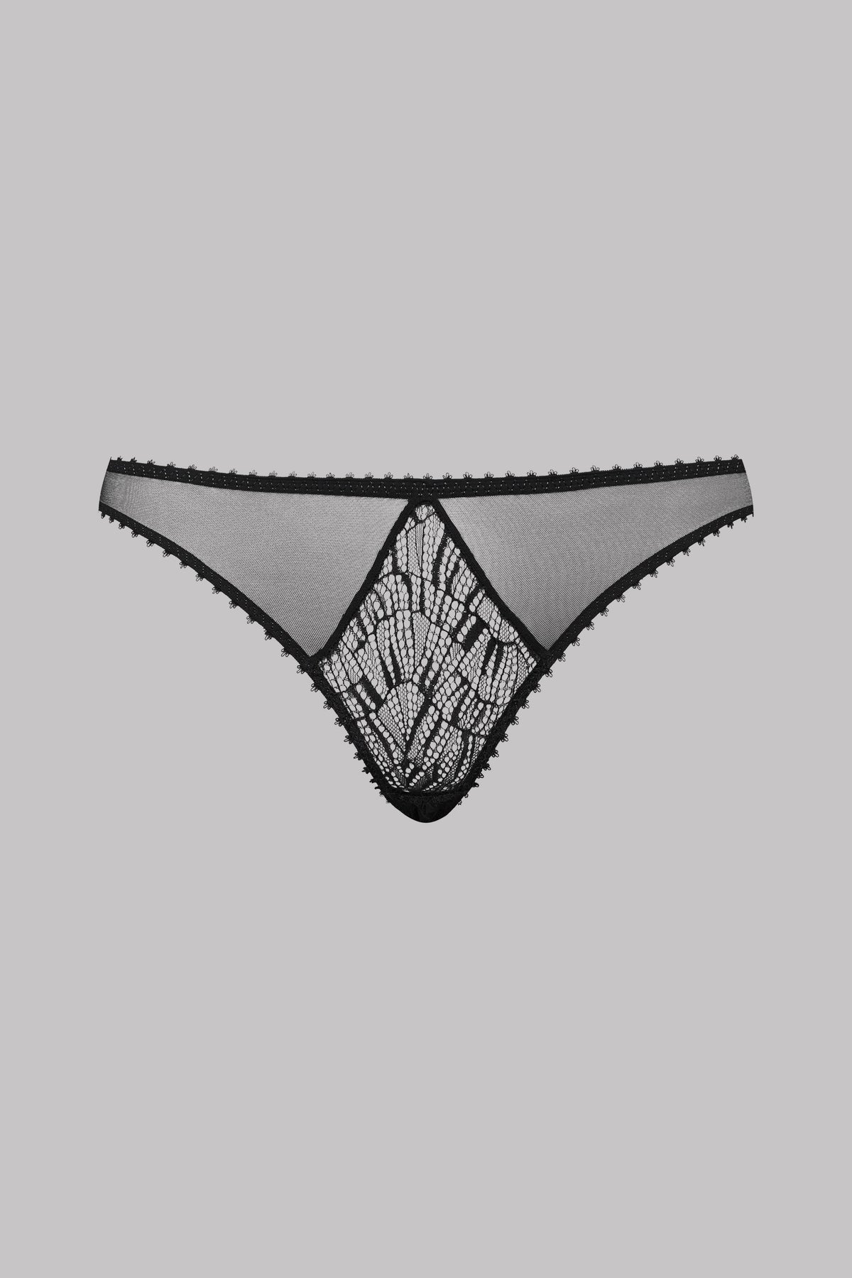 Maison Close Sheer Lace Panties Accroche Coeur Black