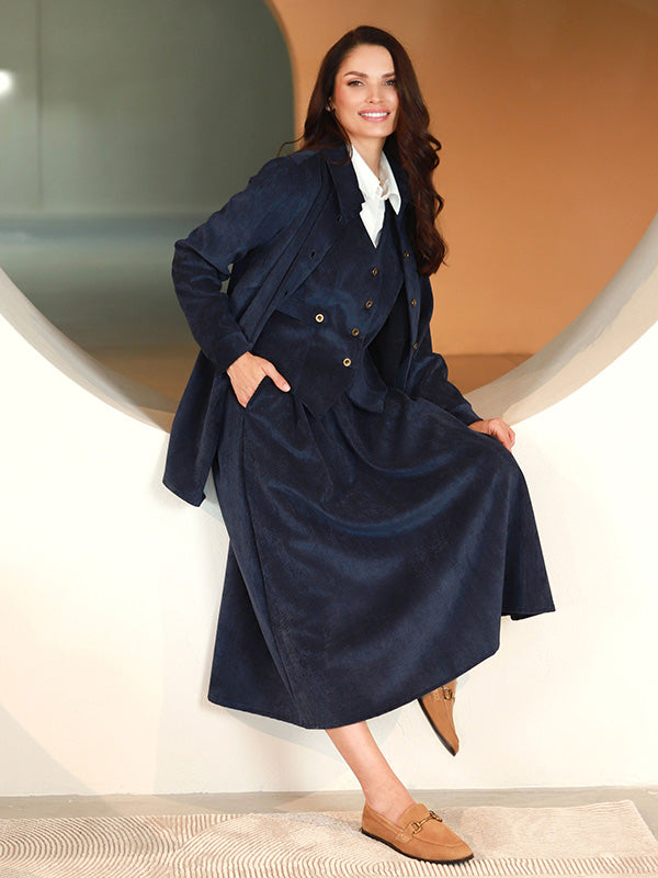Lega Long Velvet Skirt Vendy Navy