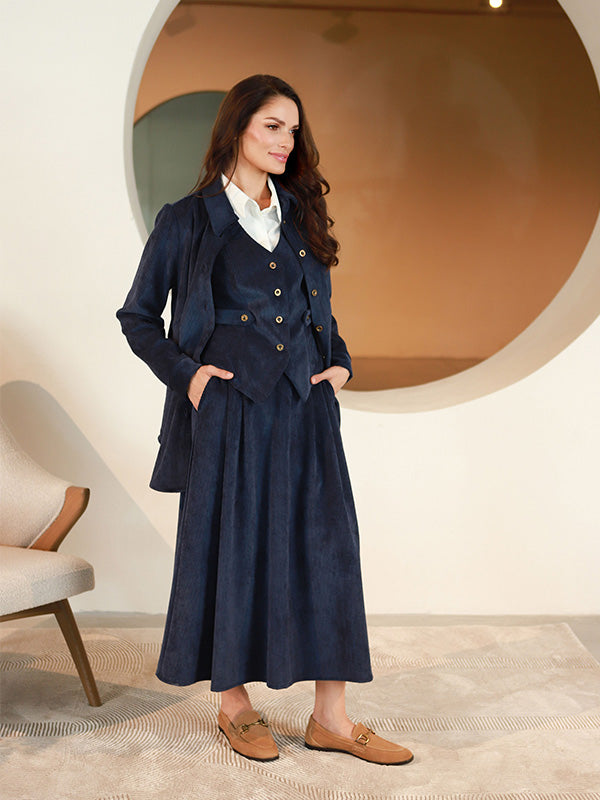 Lega Long Velvet Skirt Vendy Navy