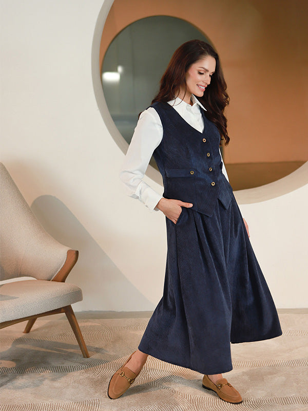 Lega Long Velvet Skirt Vendy Navy
