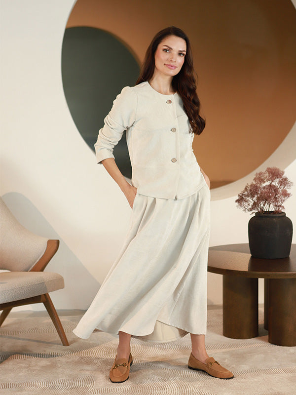 Lega Long Velvet Skirt Vendy Beige