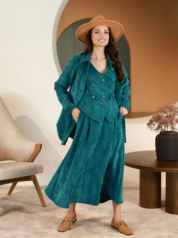 Lega Long Velvet Skirt Vendy Turquoise