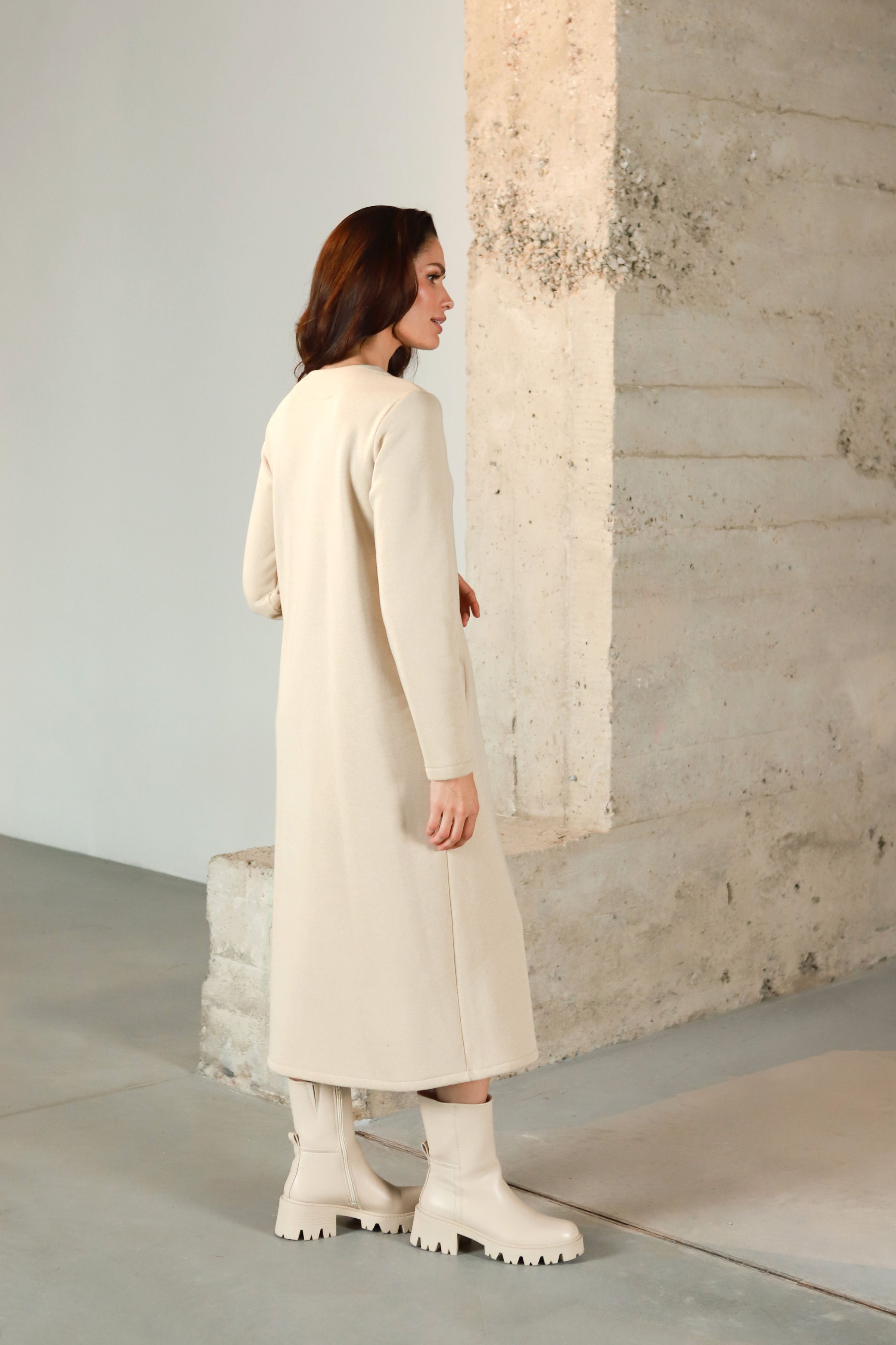 Lega Cotton Dress With Fluff Inside Amara Beige