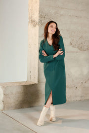 Lega Cotton Dress With Fluff Inside Amara Deep Green
