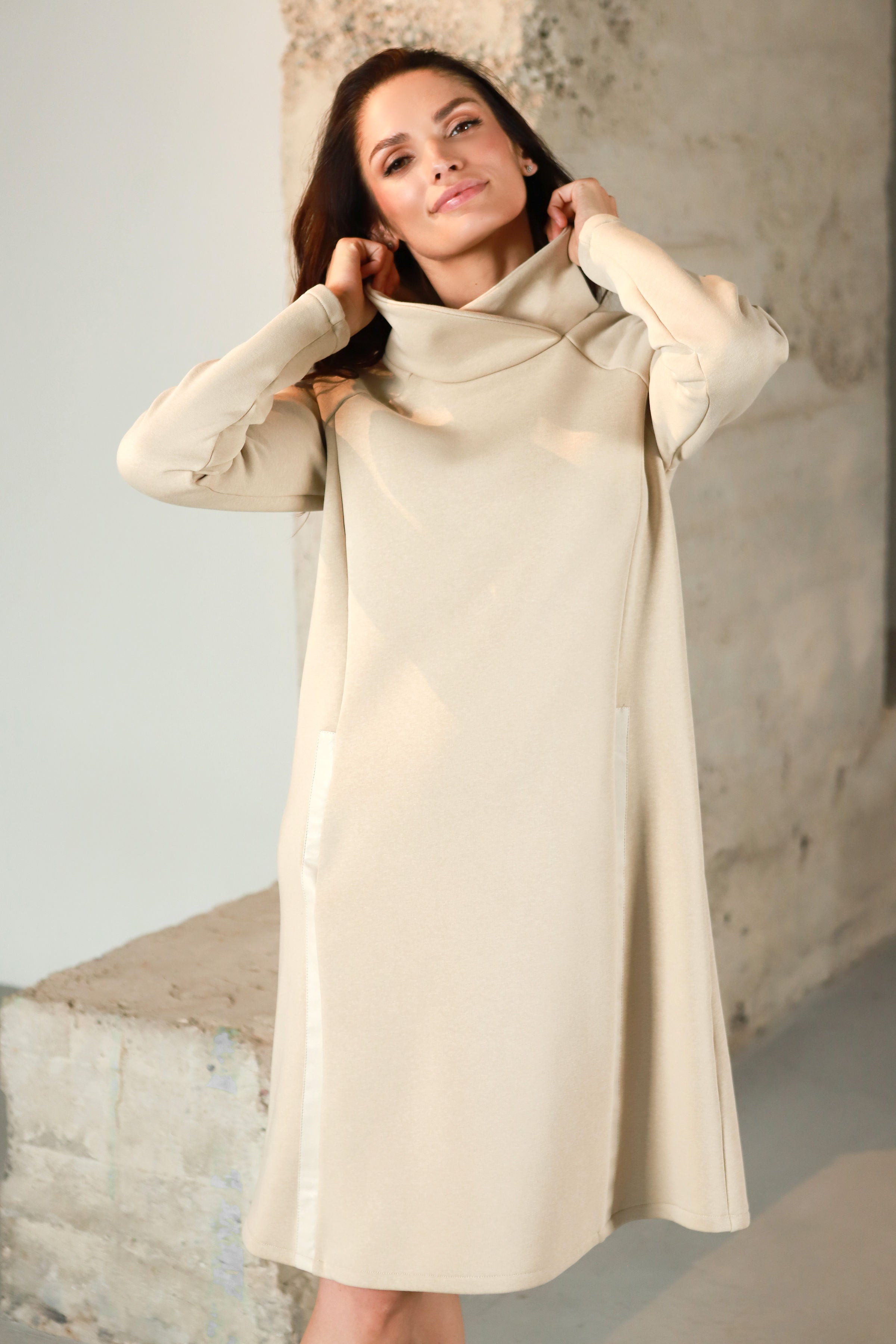 Lega Cotton Dress With Fluff Inside Isolde Beige
