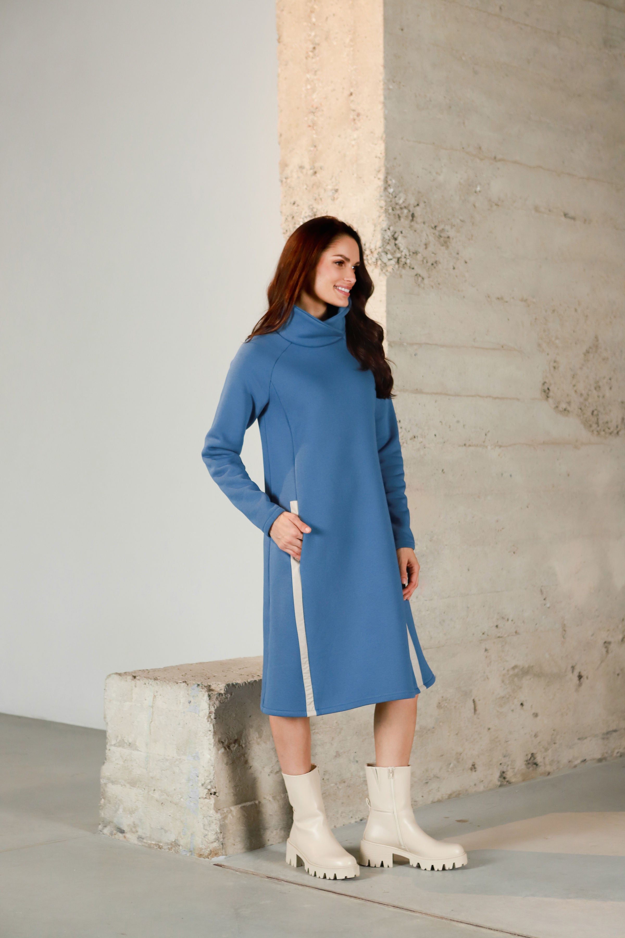 Lega Cotton Dress With Fluff Inside Isolde Sky Blue