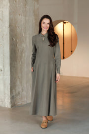 Lega длинное платье А-силуэта "Elara Olive Grey"