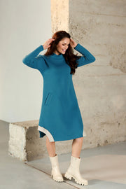 Lega Cotton Dress With Fluff Inside Oceane Turquoise