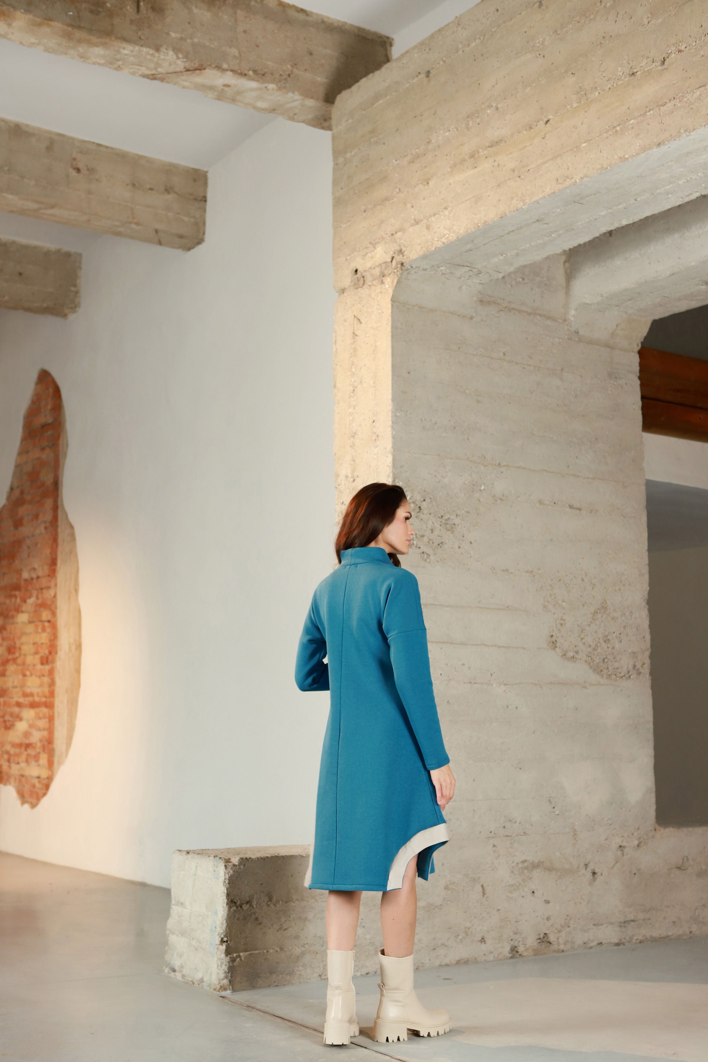 Lega Cotton Dress With Fluff Inside Oceane Turquoise