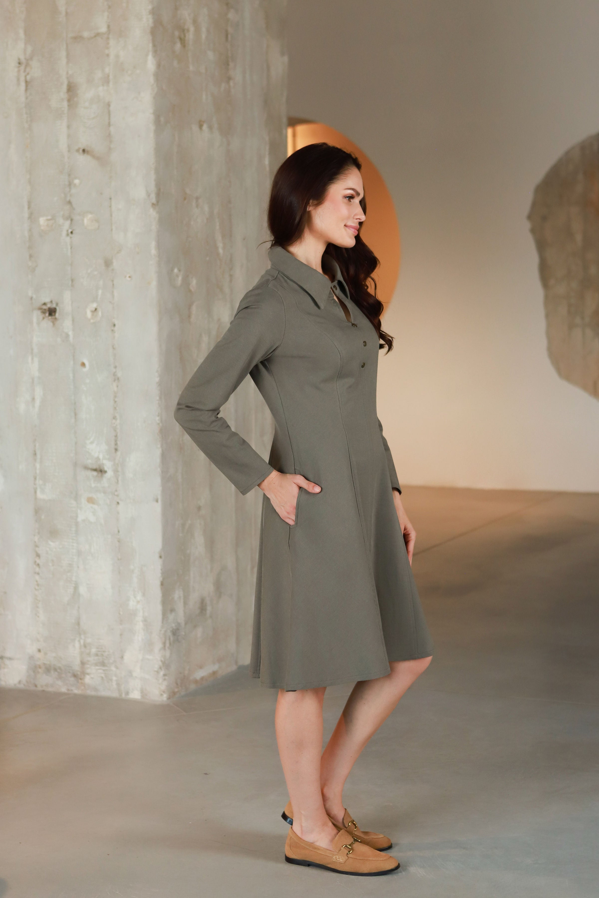 Lega Waisted Dress Michelle Grey