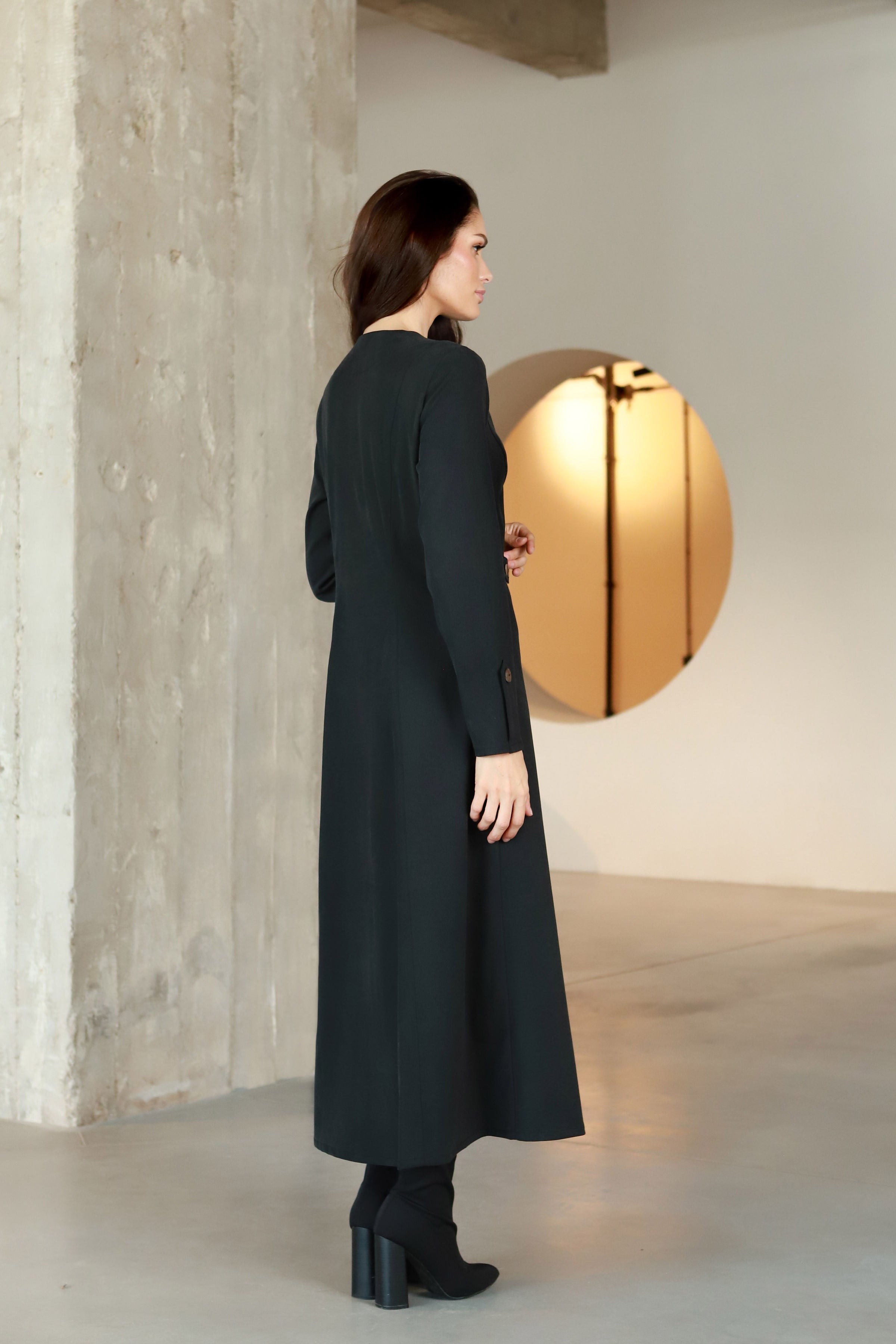 Lega Midi Dress with Buttons Ivana Graphite Black