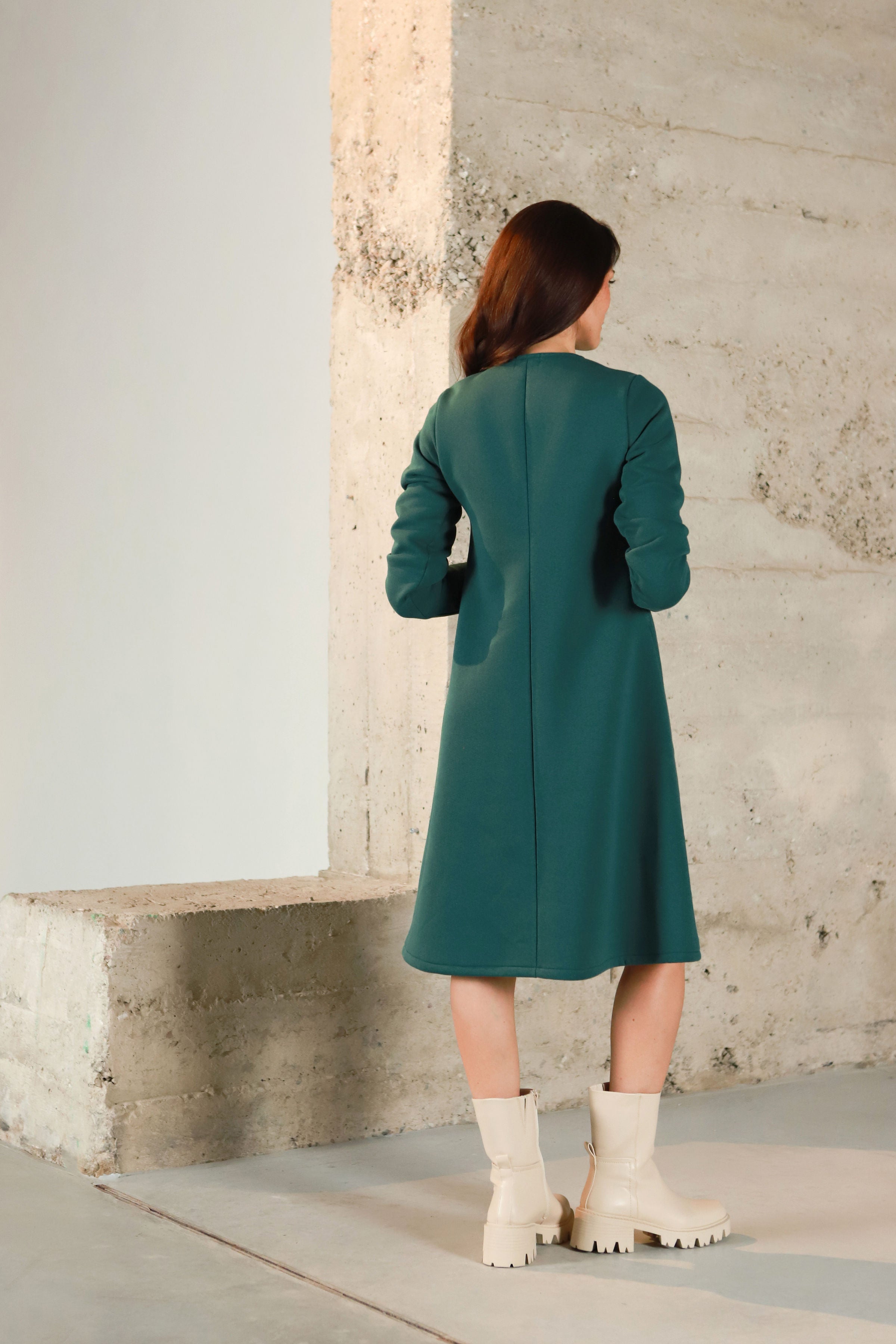 Lega хлопковое платье с внутренним ворсом "Miriel Deep Green"