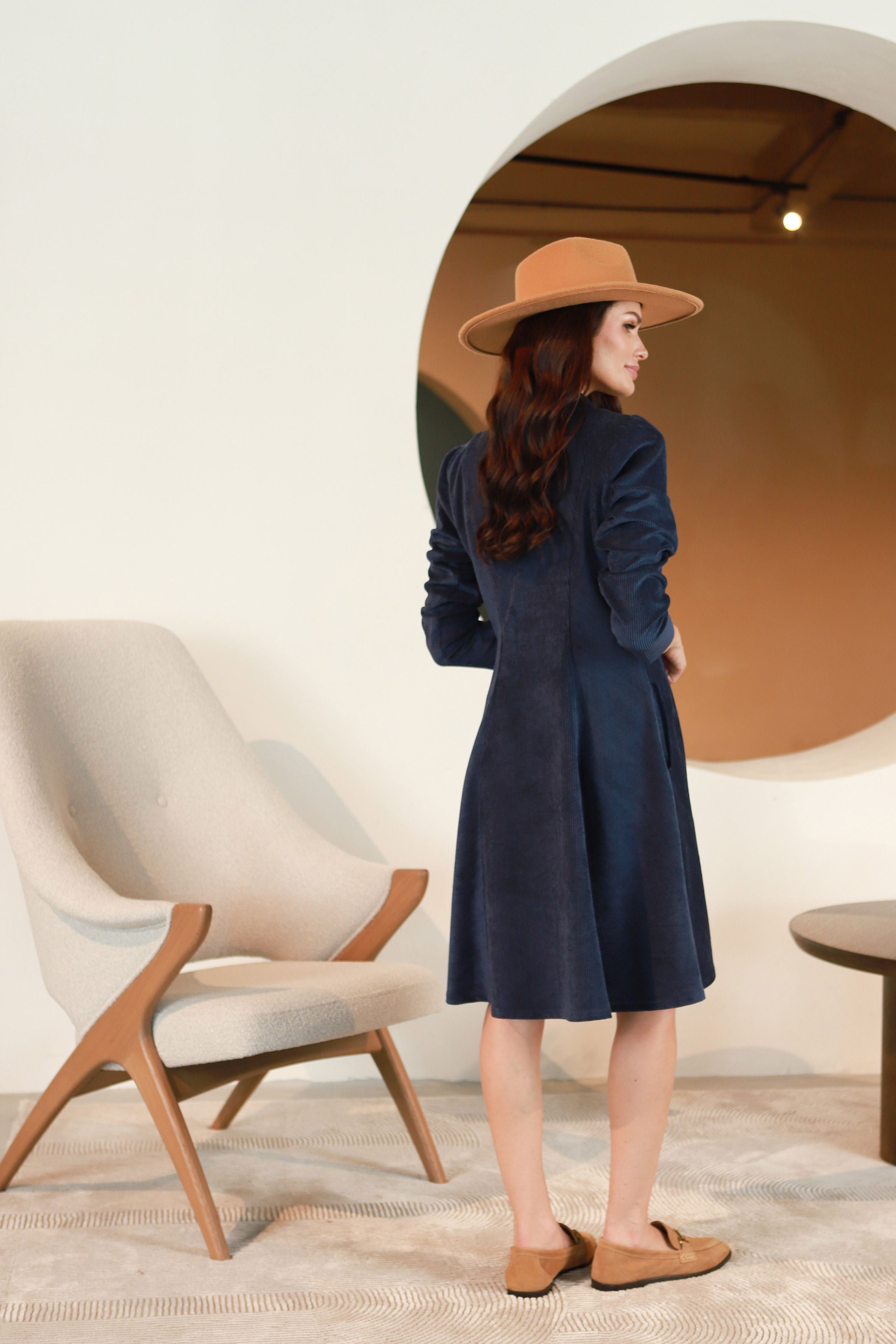 Lega Fitted Velvet Dress Noemi Navy