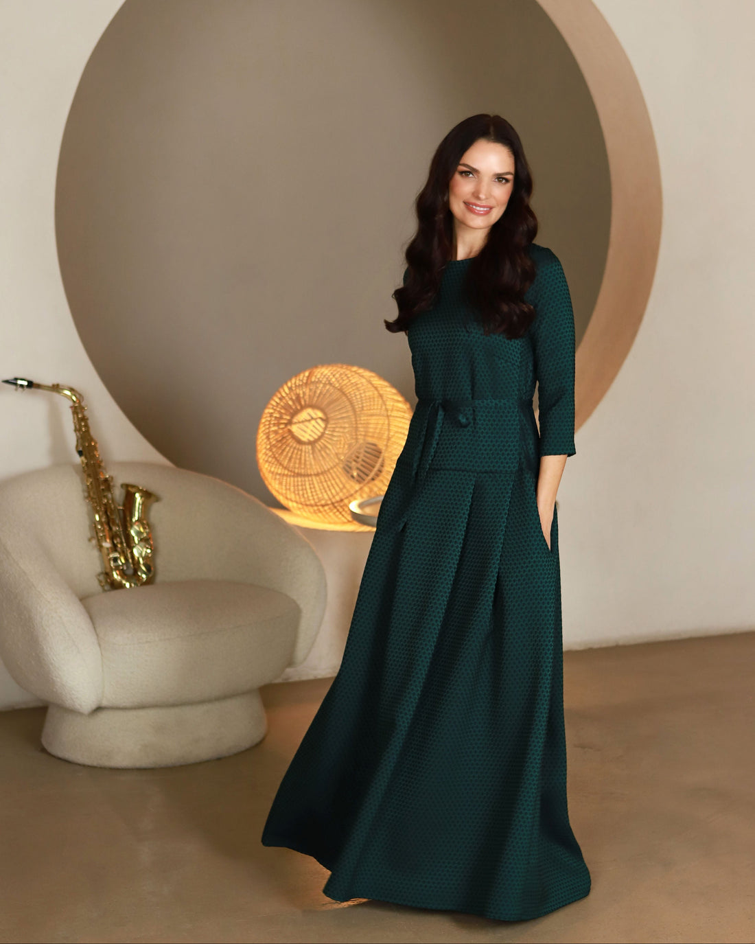 Lega Demila Emerald Navy ilga suknelė