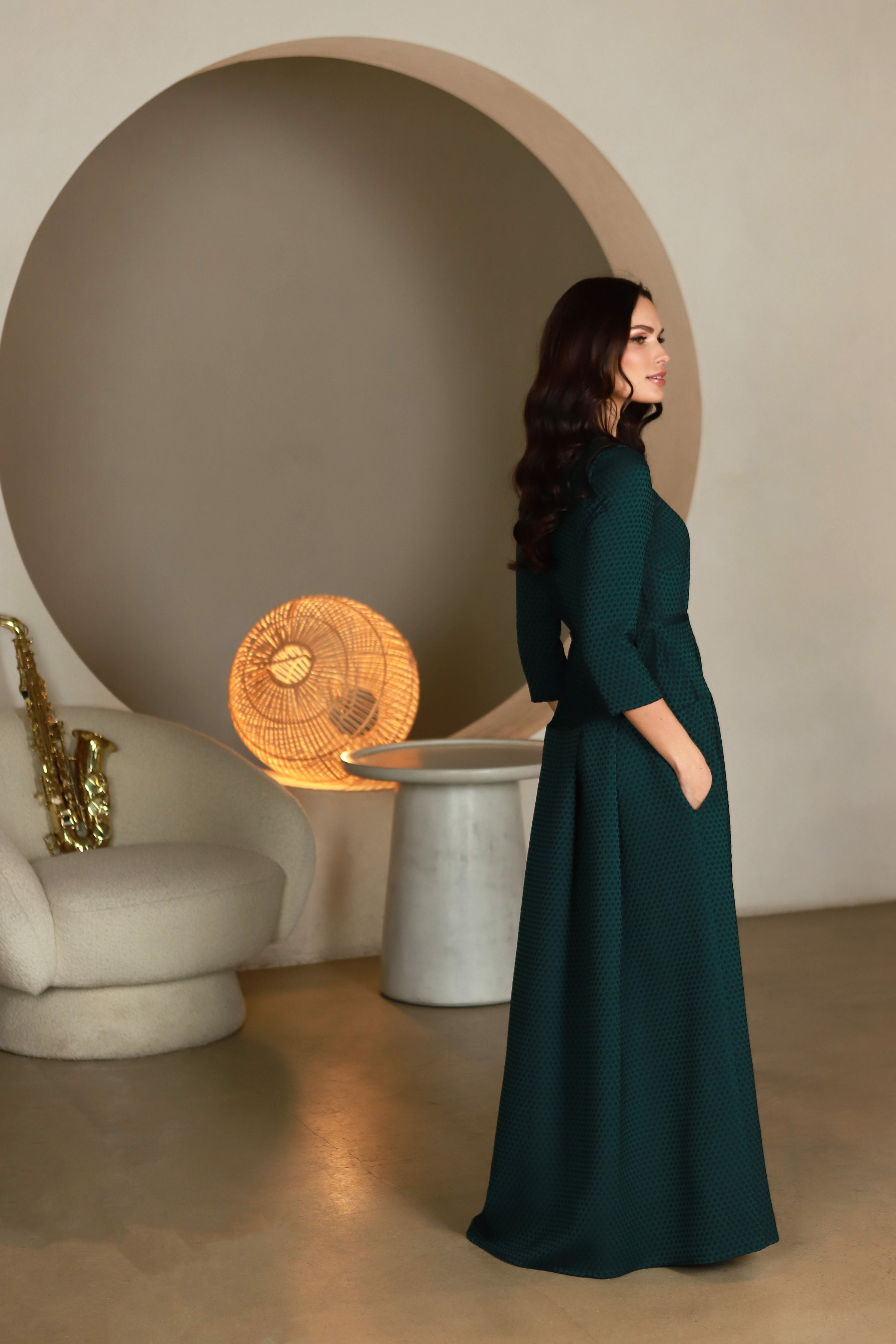 Ilga žalsvai mėlyna suknelė Lega Demila