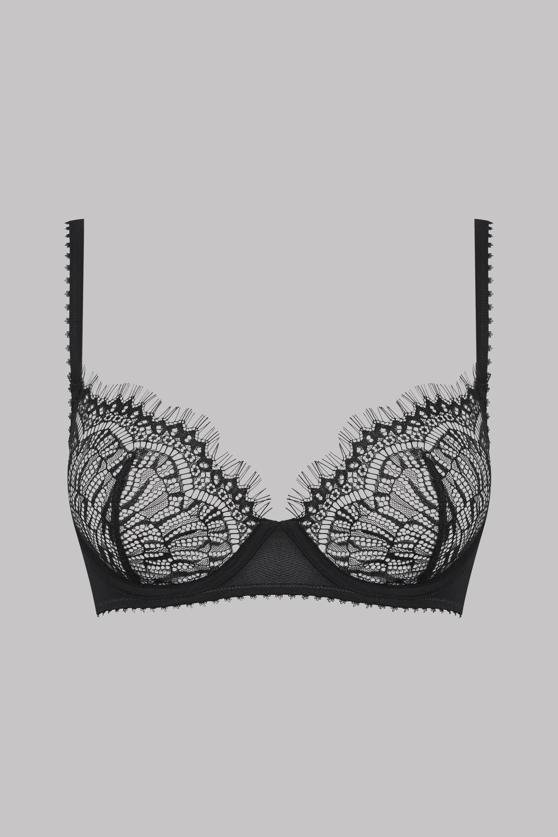 Maison Close perregima nėriniuota liemenėlė su lankeliais "Accroche Coeur Black"