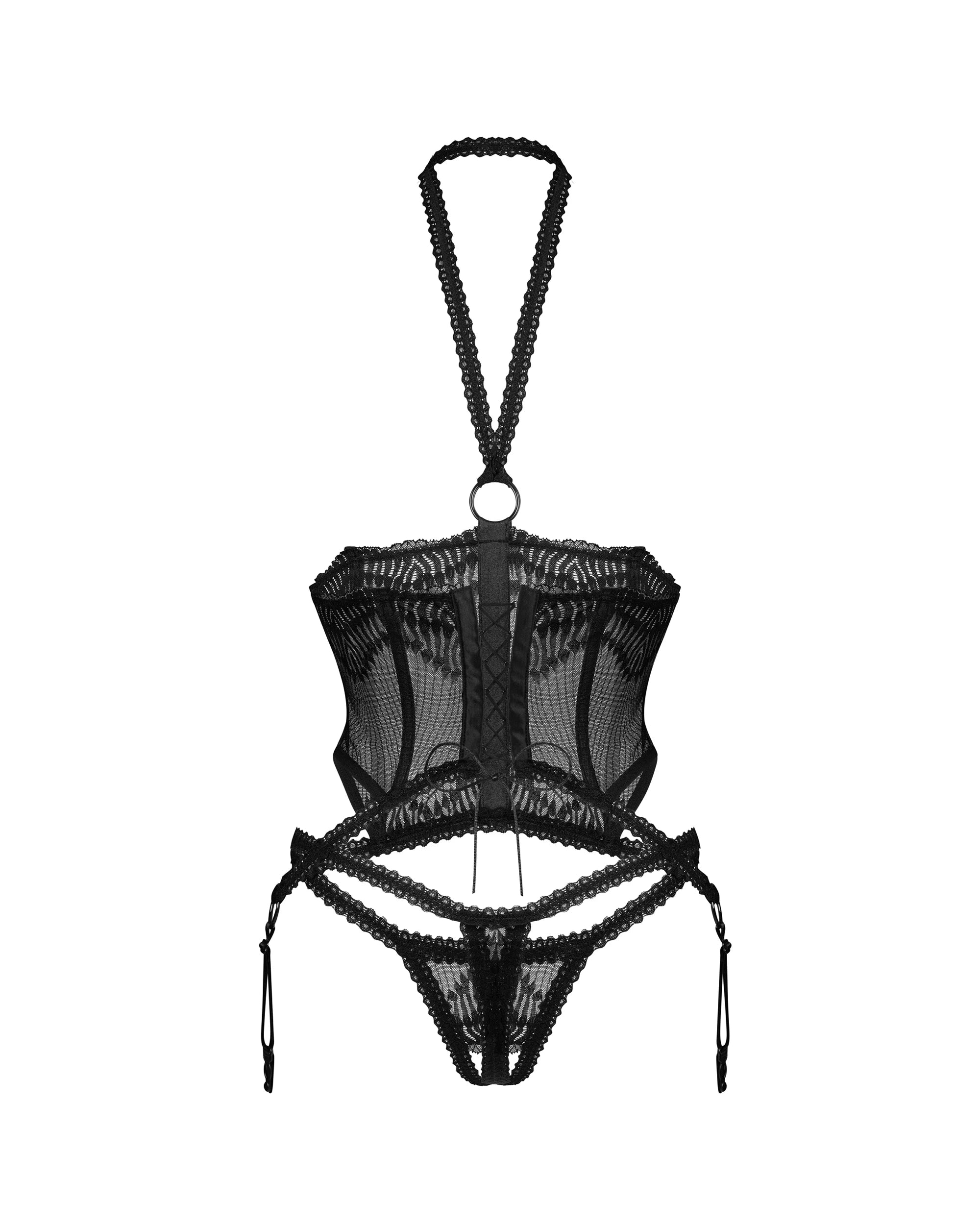 Obsessive atvira nėriniuota gracija "Alliane Black"
