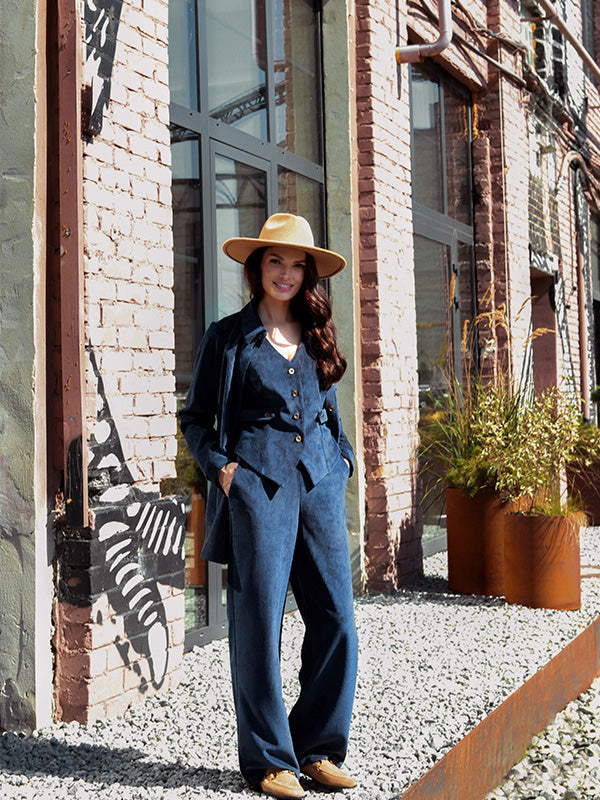 Lega velvetinės kelnės "Valery Navy Velvet"
