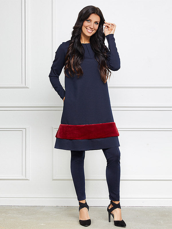 Lega Leggings Giulia Navy - Bordeaux Dots