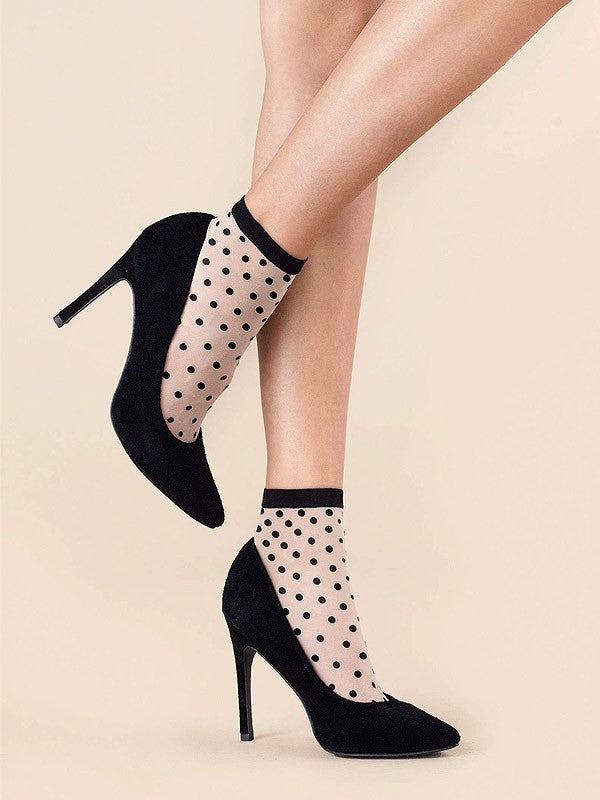 Fiore raštuotos kojinaitės "Cute 20 Den Linen - Black"