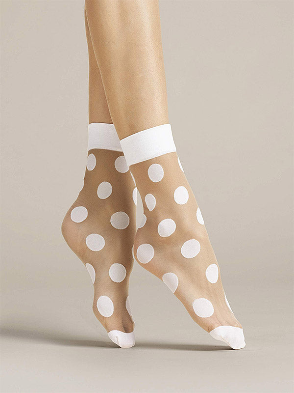 Fiore Dotted Socks Virginia 20 Den Poudre - White Dots