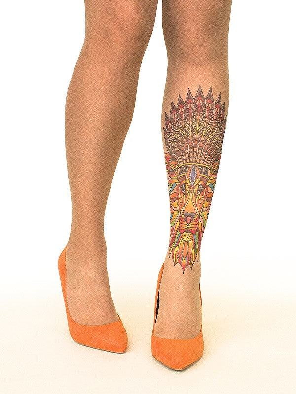 Stop & Stare pėdkelnės su tatuiruote "Native King 20 Den Sun"