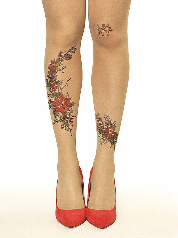 Stop & Stare pėdkelnės su tatuiruote "Winter Bloom 20 Den Sun"