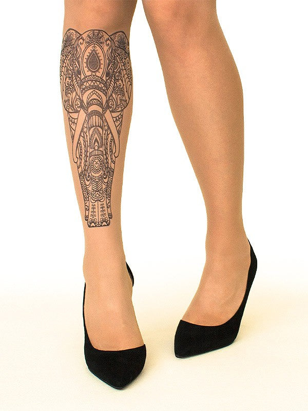 Stop & Stare pėdkelnės su tatuiruote "Indian Elephant 20 Den Sun"