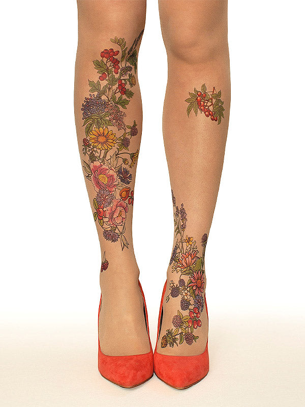 Stop & Stare pėdkelnės su tatuiruote "Summer Garden 20 Den Sun"