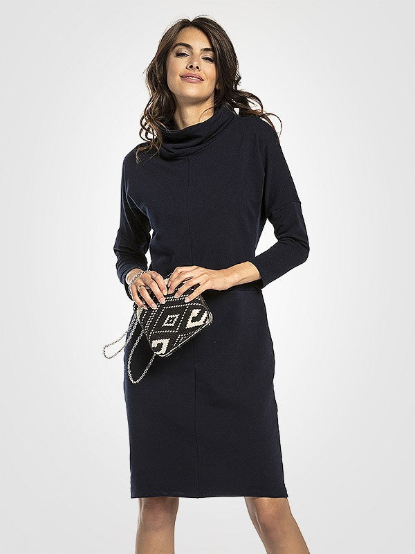 Tessita medvilninė suknelė aukštu kaklu "Loretto Navy"
