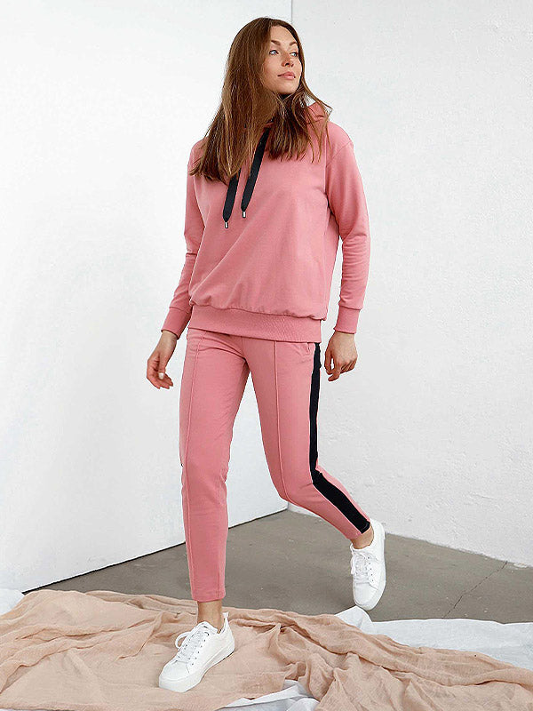 Atella organinės medvilnės laisvalaikio kelnės "Robin Pink - Black"