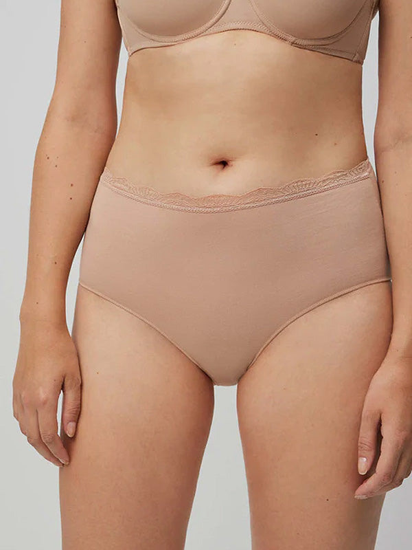 Ysabel Mora medvilninės aukšto juosmens kelnaitės "Elody Maxi Nude"