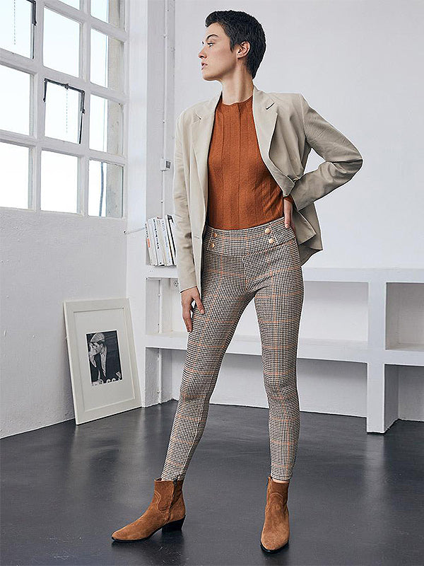 Ysabel Mora užpakaliuką pakeliančios kelnės-leginsai "Ditta Push-Up Brown Tweed Print"