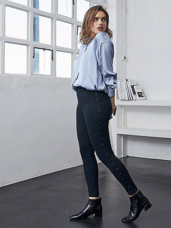 Ysabel Mora užpakaliuką pakeliančios kelnės-leginsai "Colette Push-Up Black - Navy Ornament Print"