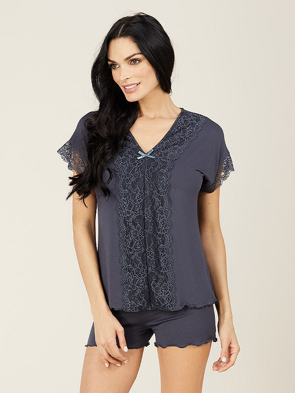 Lega Viscose Pyjamas Renna Blueish Grey