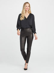 Spanx koreguojančios odos imitacijos kelnės "Leather-Like Ankle Skinny Black"