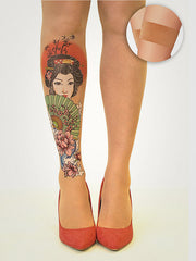 Stop & Stare prilipinamos kojinės su tatuiruote "Geisha 20 Den Sun"