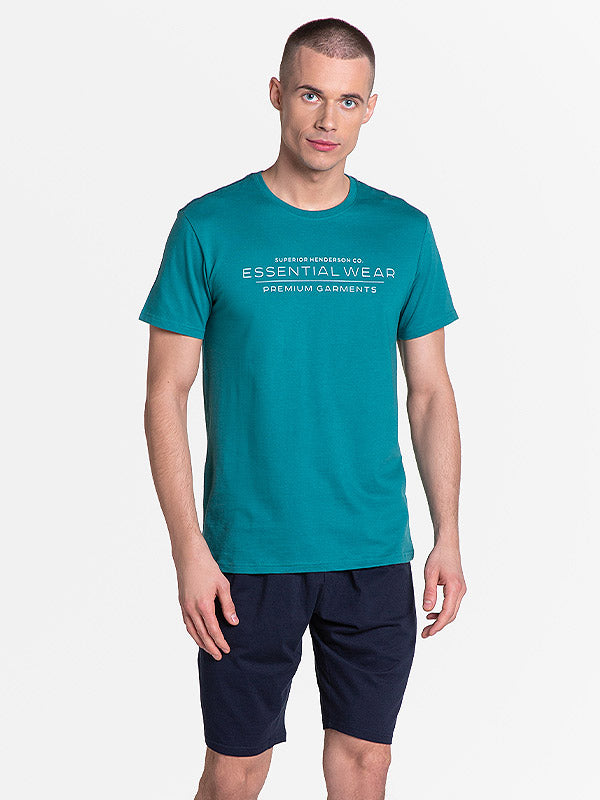 Henderson Men's Cotton Pyjamas Deal Green - Navy