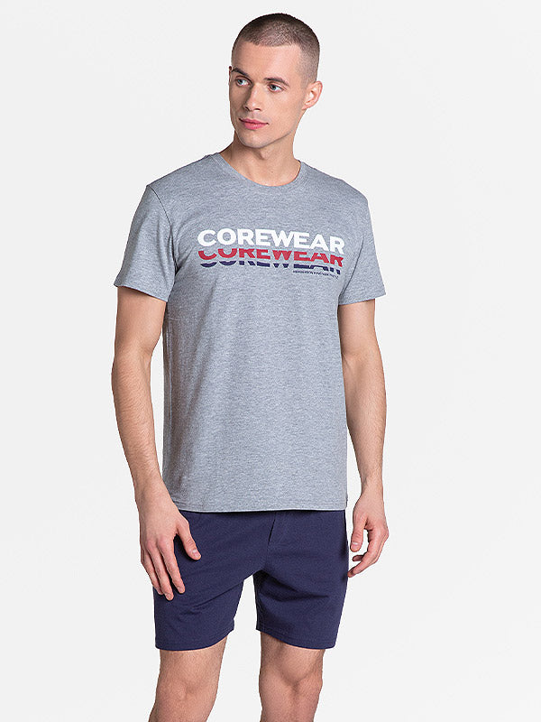 Henderson medvilninė vyriška pižama "Lark Melange - Navy"