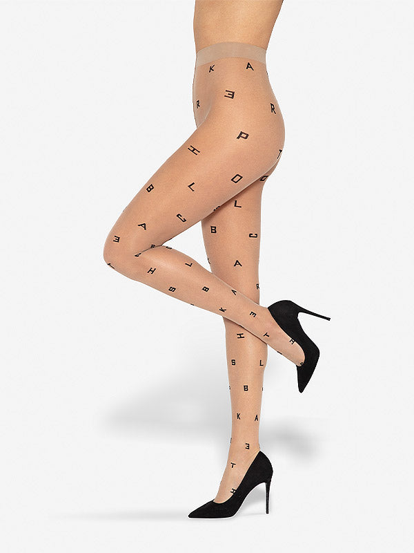 Gatta Matte Tights Letters 01 20 Den Golden - Black